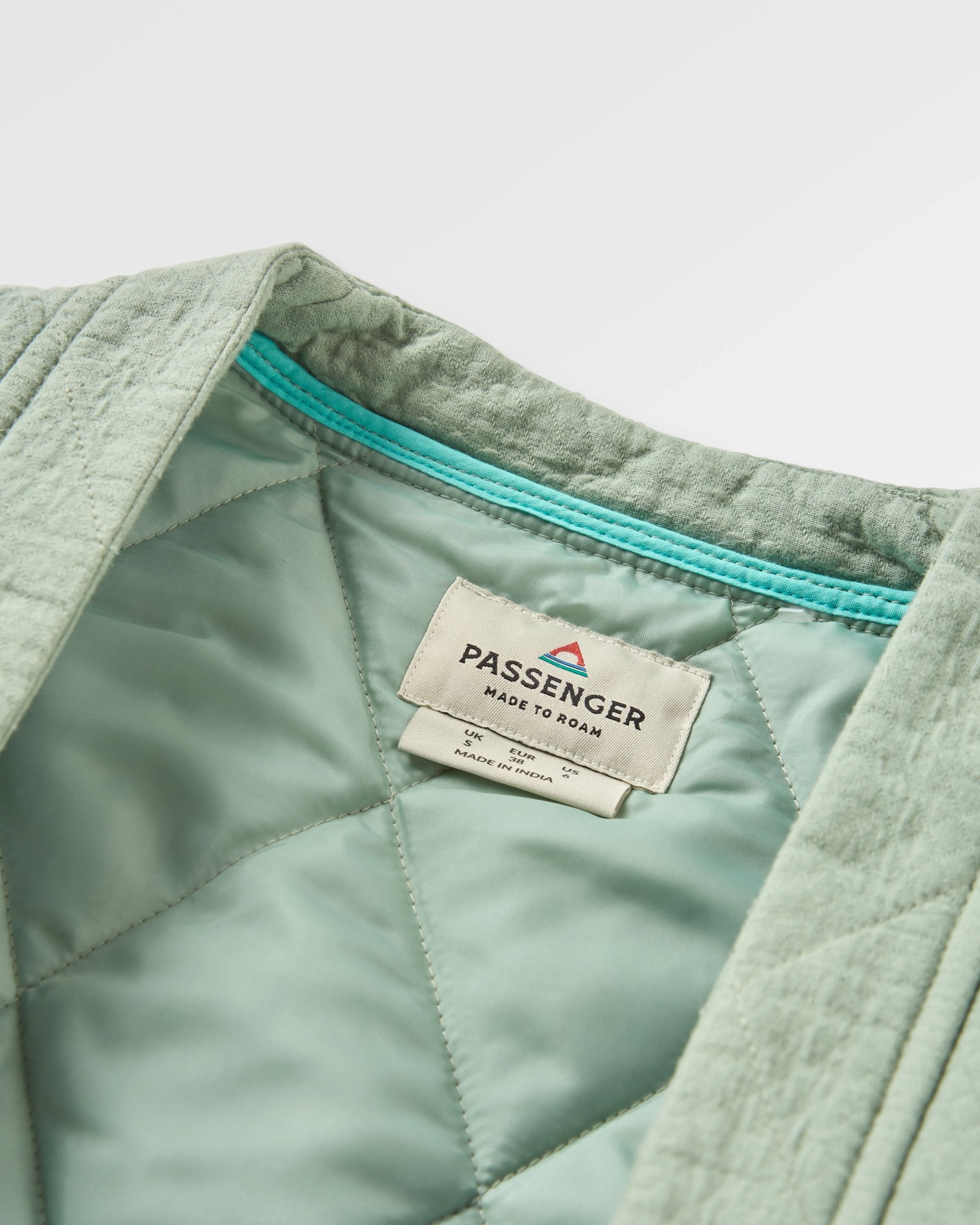 Mira Organic Cotton Quilted Overshirt - Pistachio - Flatlay