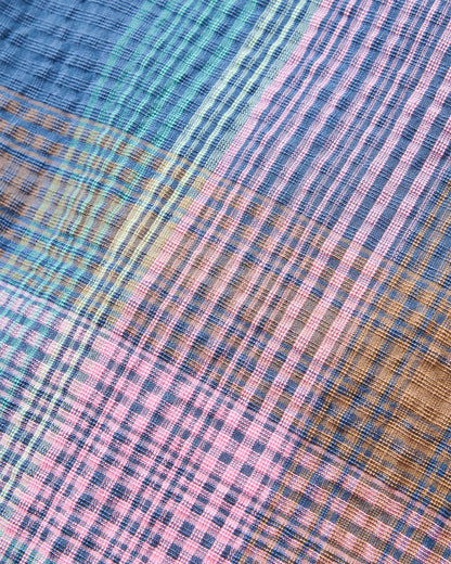 Arden Organic Cotton Short Sleeve Shirt - Rich Navy Multi Check - Flatlay