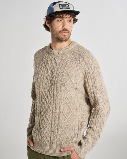 Sandbar Merino Wool Knitted Jumper - Oatmeal - Studio Model