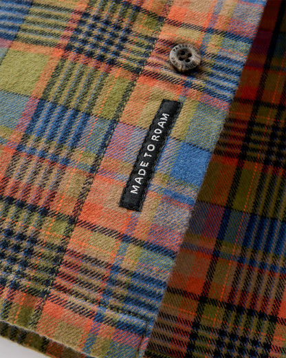 Backcountry Flannel Check Shirt - Khaki/Dark Denim Check - Flatlay
