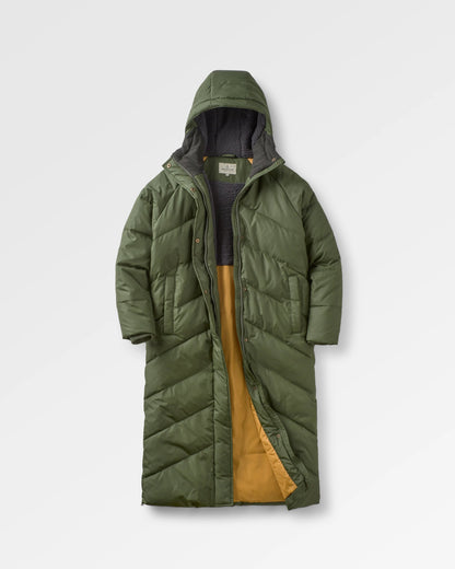 Tasman Recycled Long Insulated Jacket - Fir Tree - Flatlay