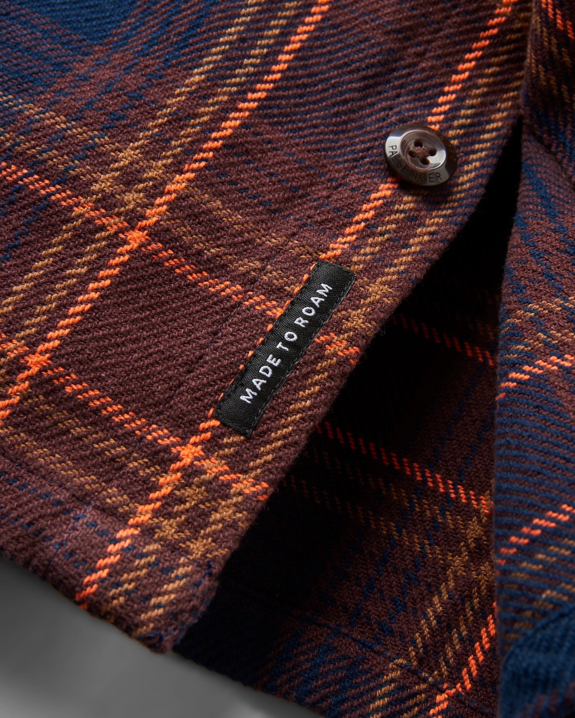 Island Twill Shirt - Rich Navy/Espresso Check - Flatlay