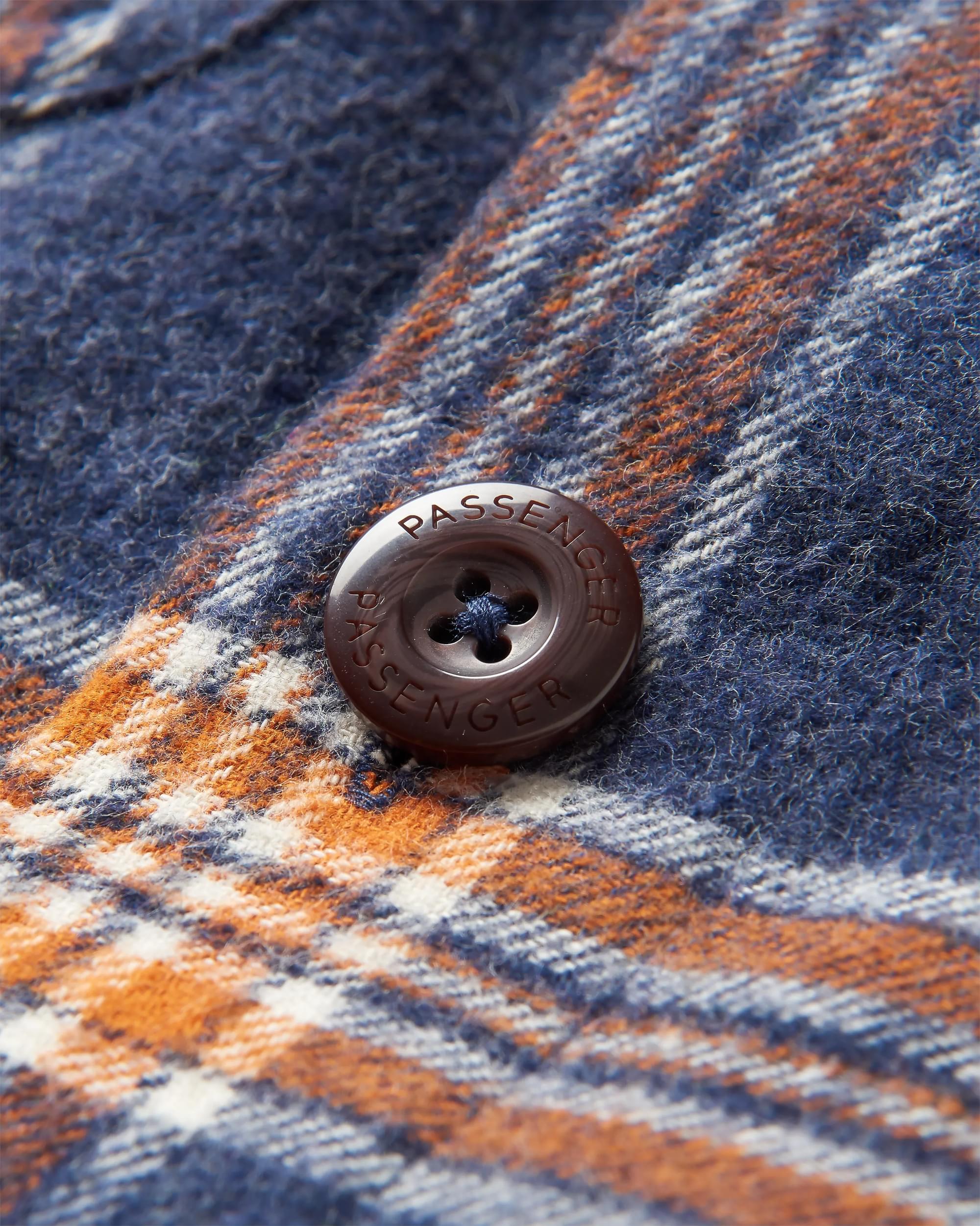 Rustic Organic Cotton Heavyweight Overshirt - Rich Navy Check - Flatlay