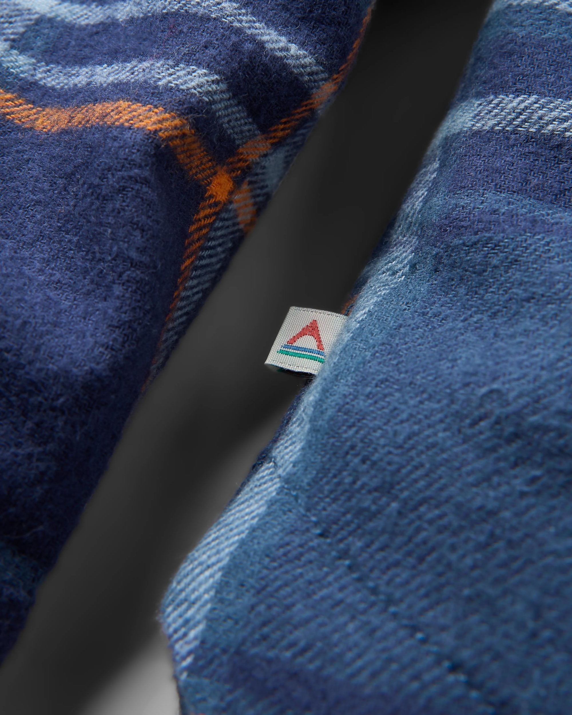 Stella Organic Cotton LS Shirt - Rich Navy/Faded Denim Check - Flatlay