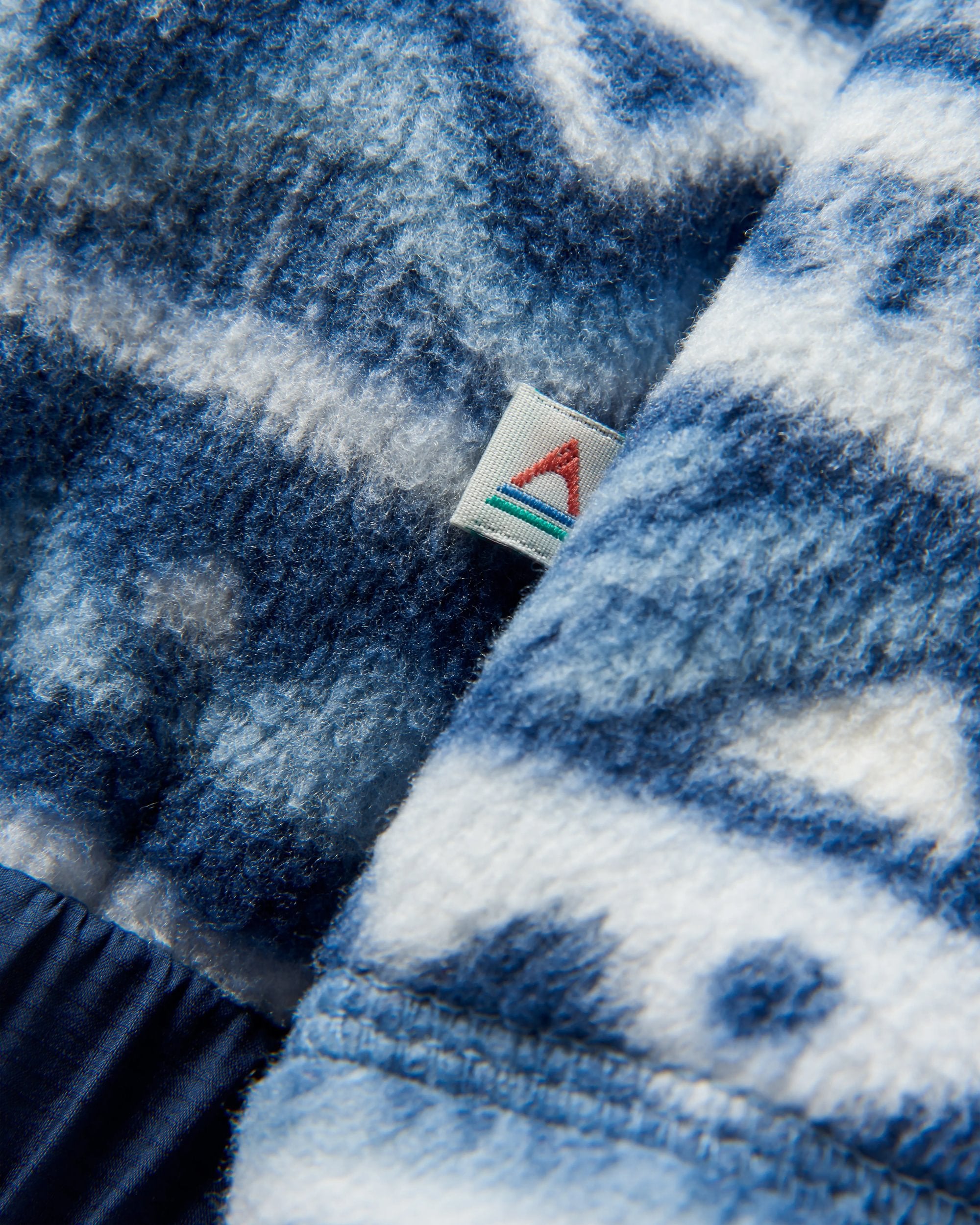 Ebb Recycled Polar Fleece - Mountain Geo Grey Blue - Flatlay