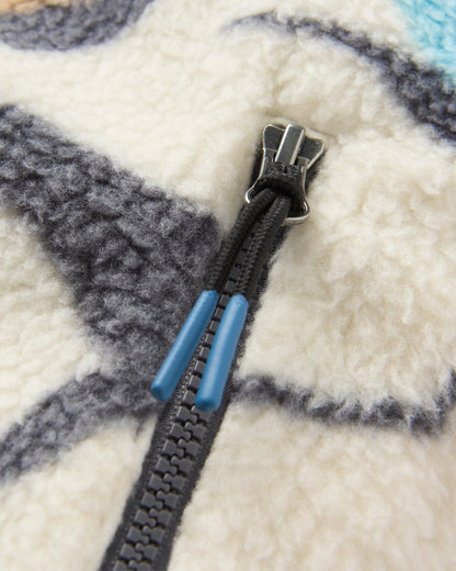 Fairbanks Recycled Sherpa Gilet - Abstract Trails Off White - Flatlay