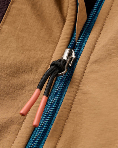 Woodland Hoodless Recycled Polartec® Fleece - Espresso/Tidal Blue - Flatlay