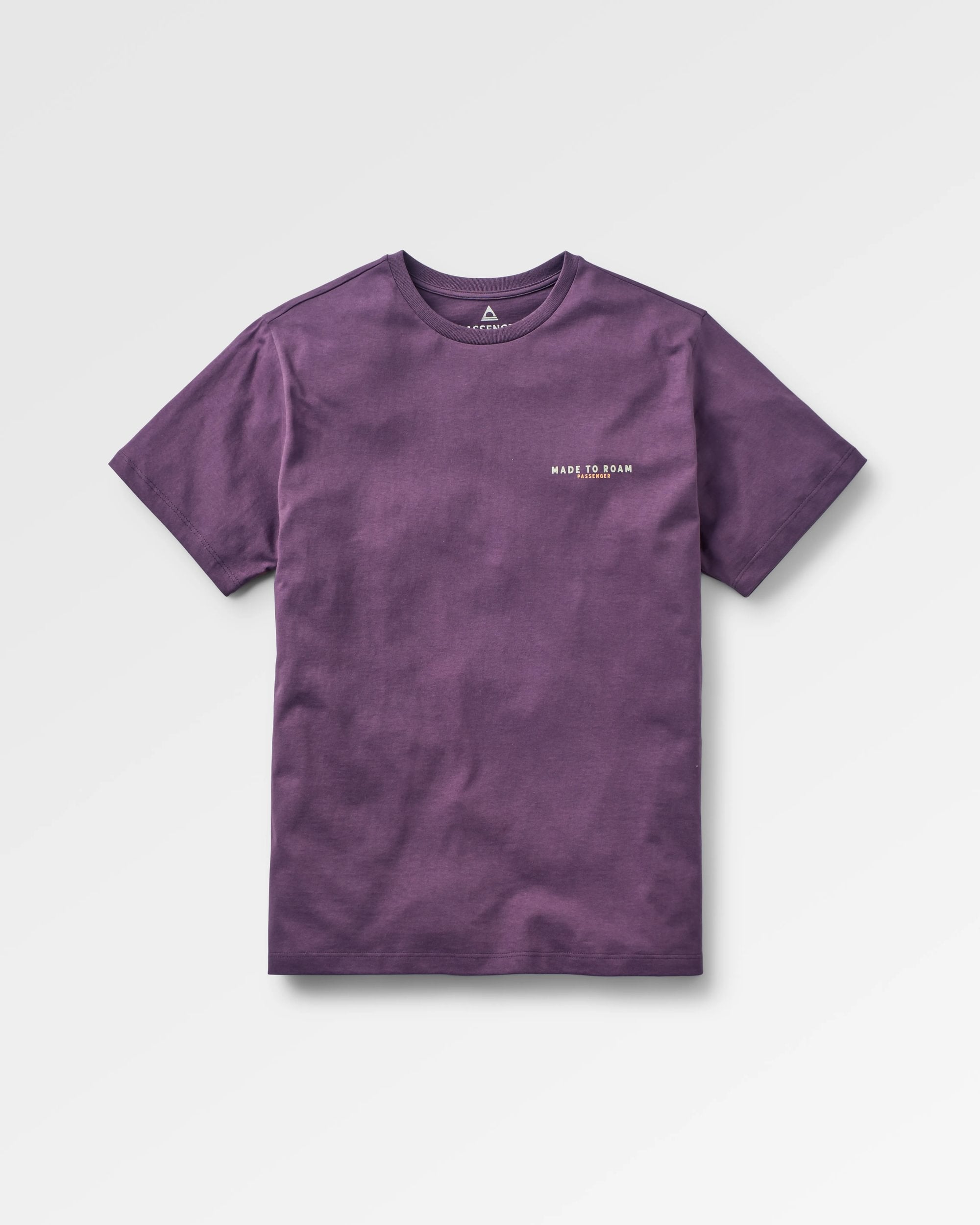 Open Road Recycled Cotton T-Shirt - Deep Plum - Flatlay