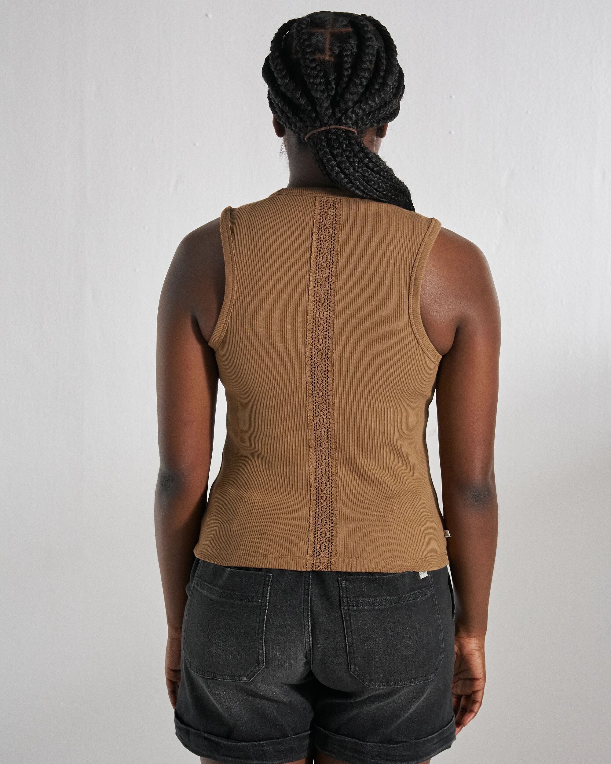 Atmos Ribbed Tank Vest - Caramel Brown - Studio Model