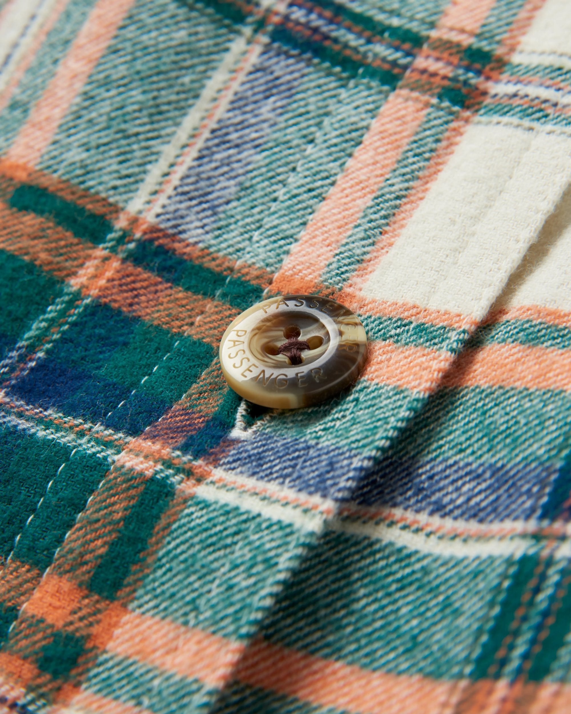 Rootsy Organic Cotton LS Shirt - Birch/Rain Forest Check - Flatlay