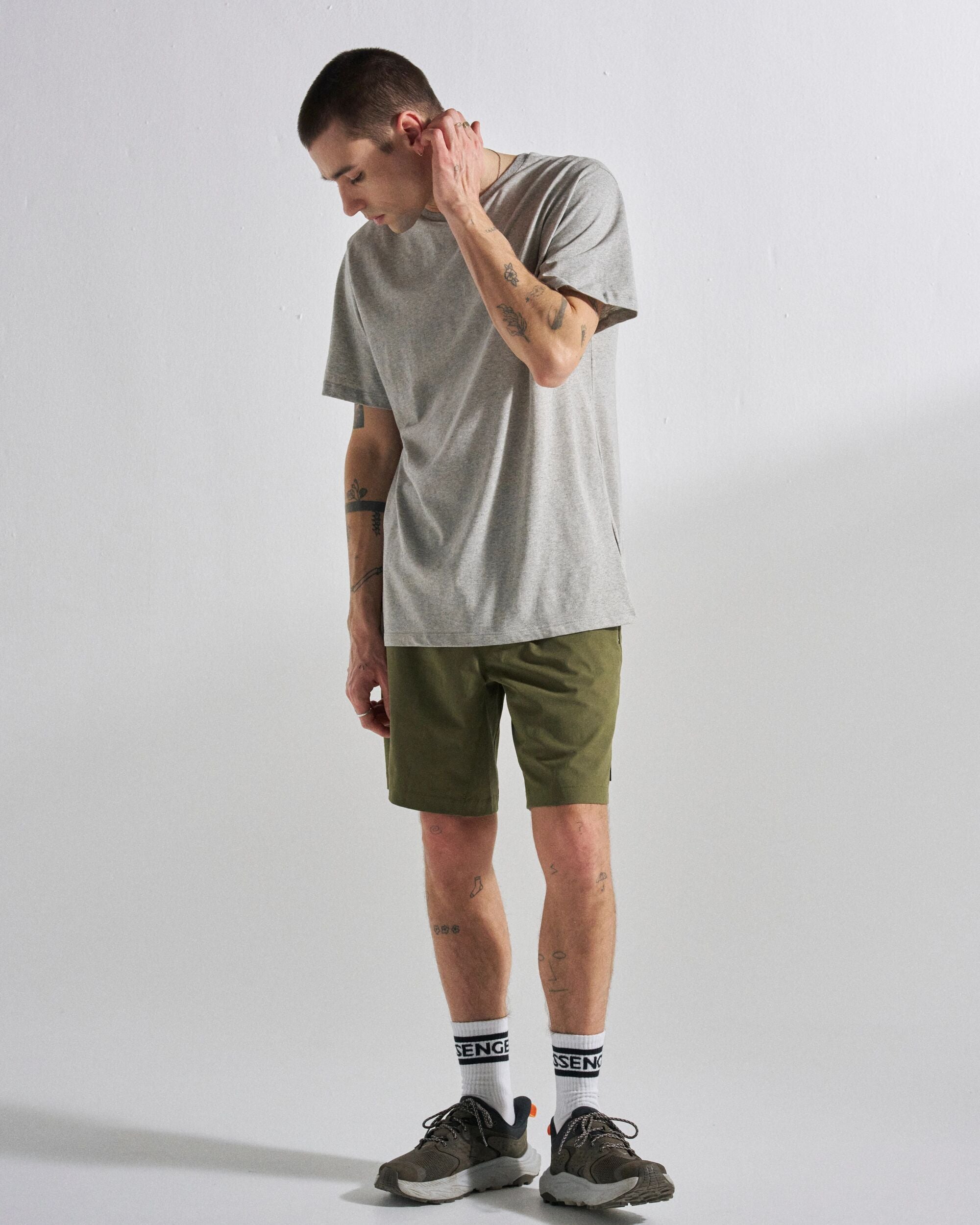 Classic Logo Organic Cotton T-Shirt - Mid Grey Marl - Studio Model