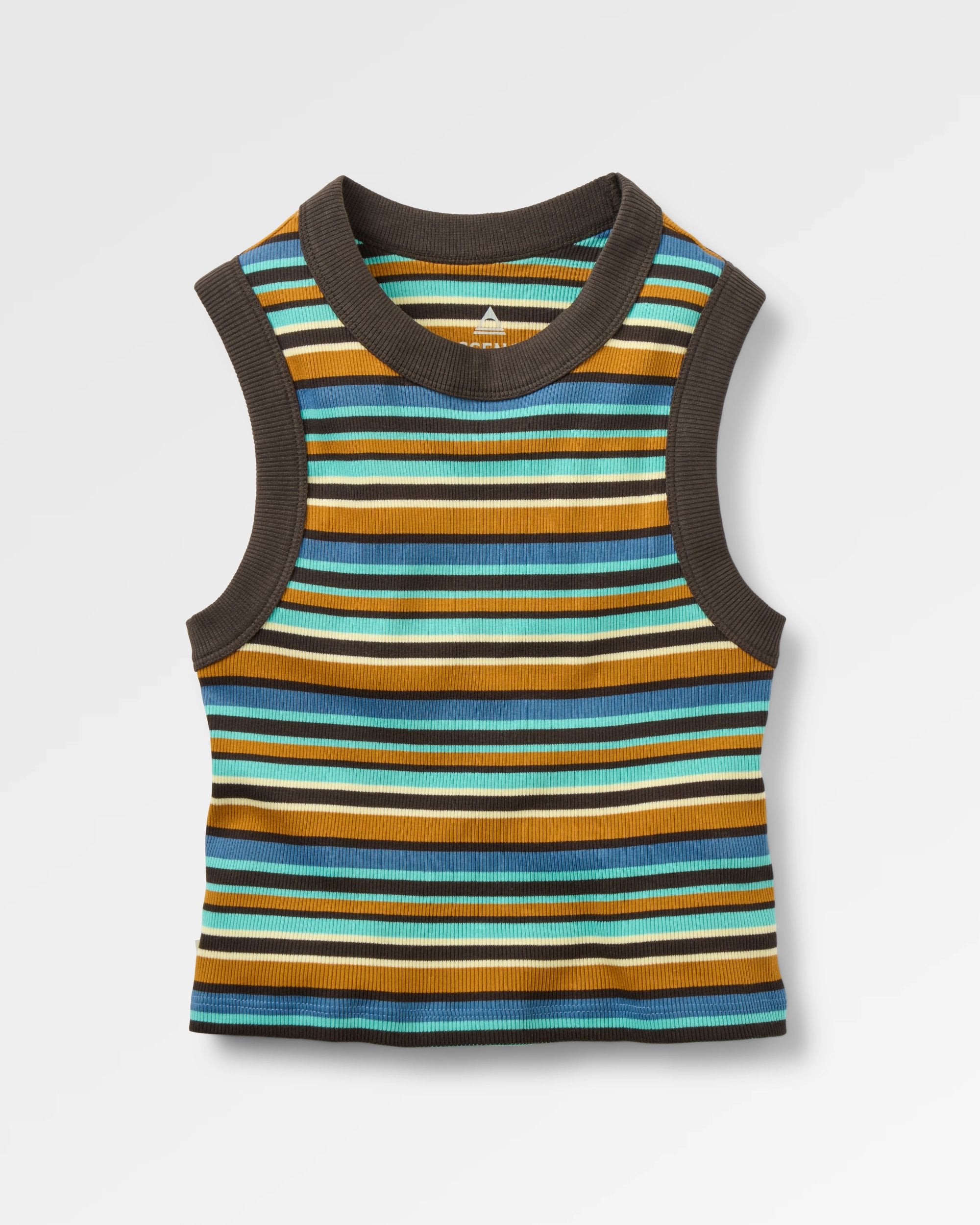 Out There Ribbed Cropped Vest - Espresso Multi Stripe - Flatlay