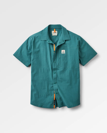 Traveller Short Sleeve Stretch Shirt - Deep Ocean - Flatlay
