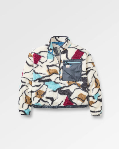 Ravi Recycled Sherpa Fleece - Abstract Trails Off White - Flatlay