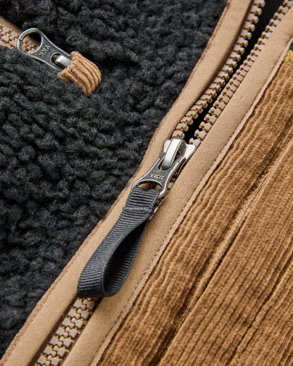 Trekker Hooded Deep Pile Sherpa Jacket - Black - Flatlay