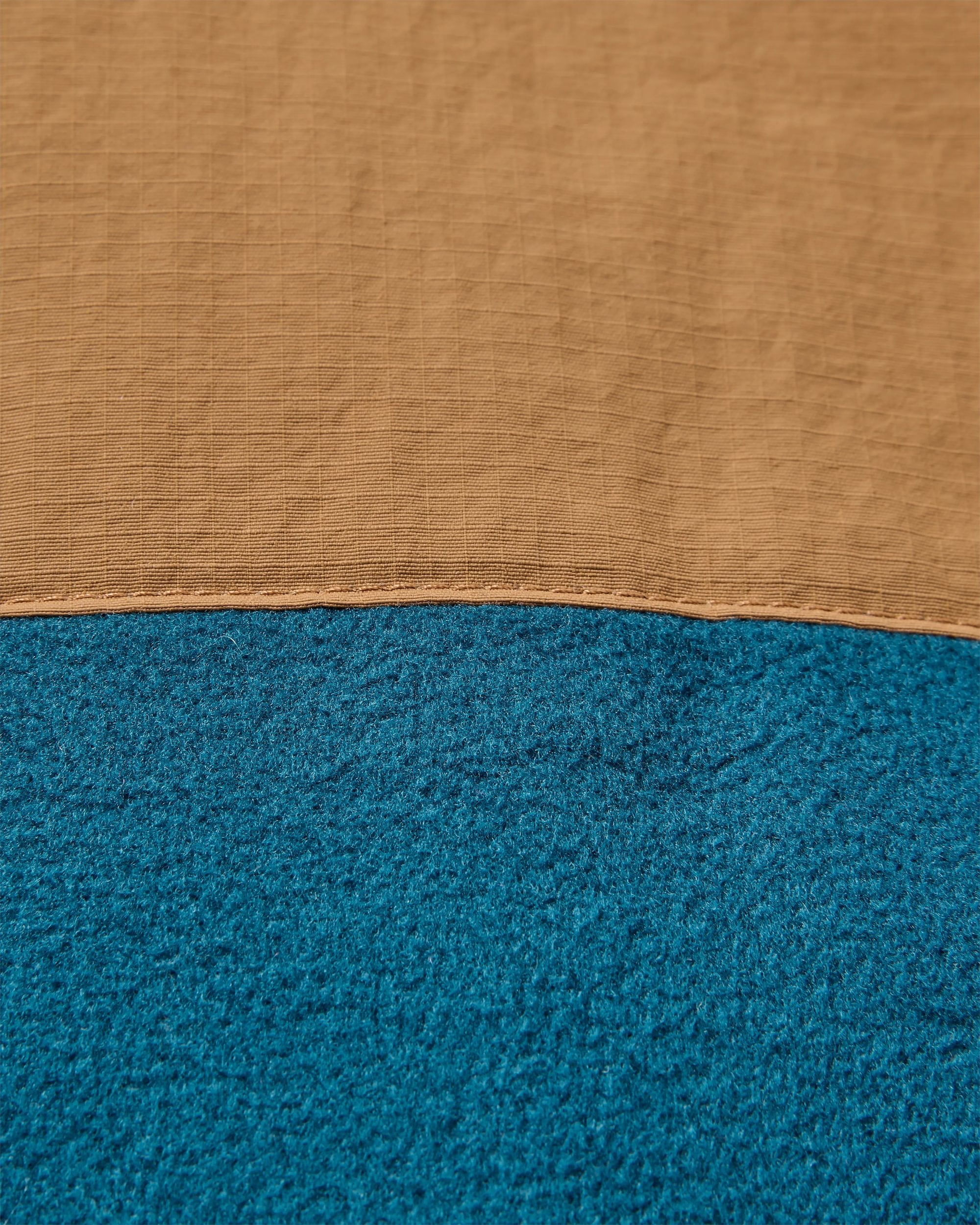 Woodland Hoodless Recycled Polartec® Fleece - Espresso/Tidal Blue - Flatlay