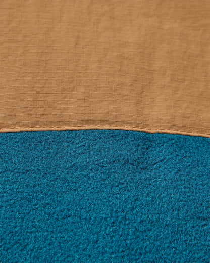 Woodland Hoodless Recycled Polartec® Fleece - Espresso/Tidal Blue - Flatlay