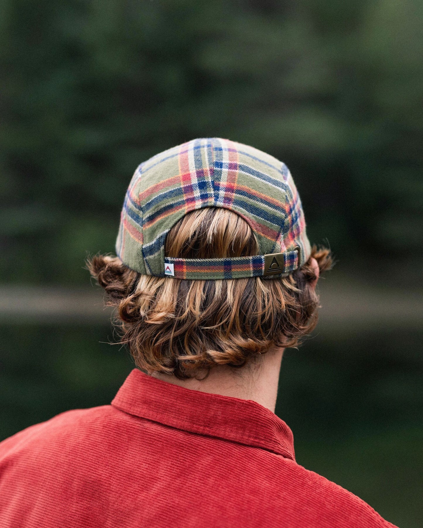 Male_Fixie Recycled Flannel 5 Panel Cap - Khaki Check