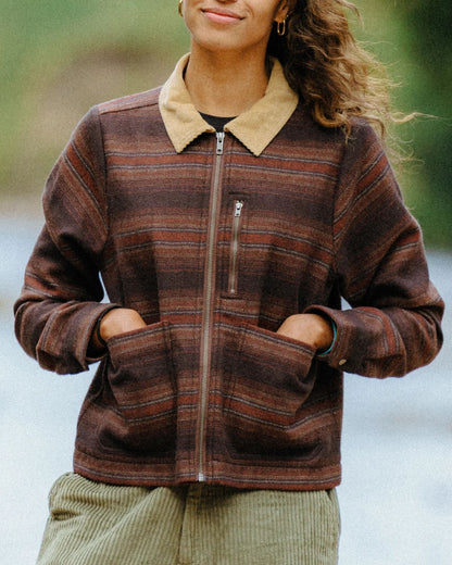 Bramble Overshirt - Dark Rust Stripe - Lifestyle