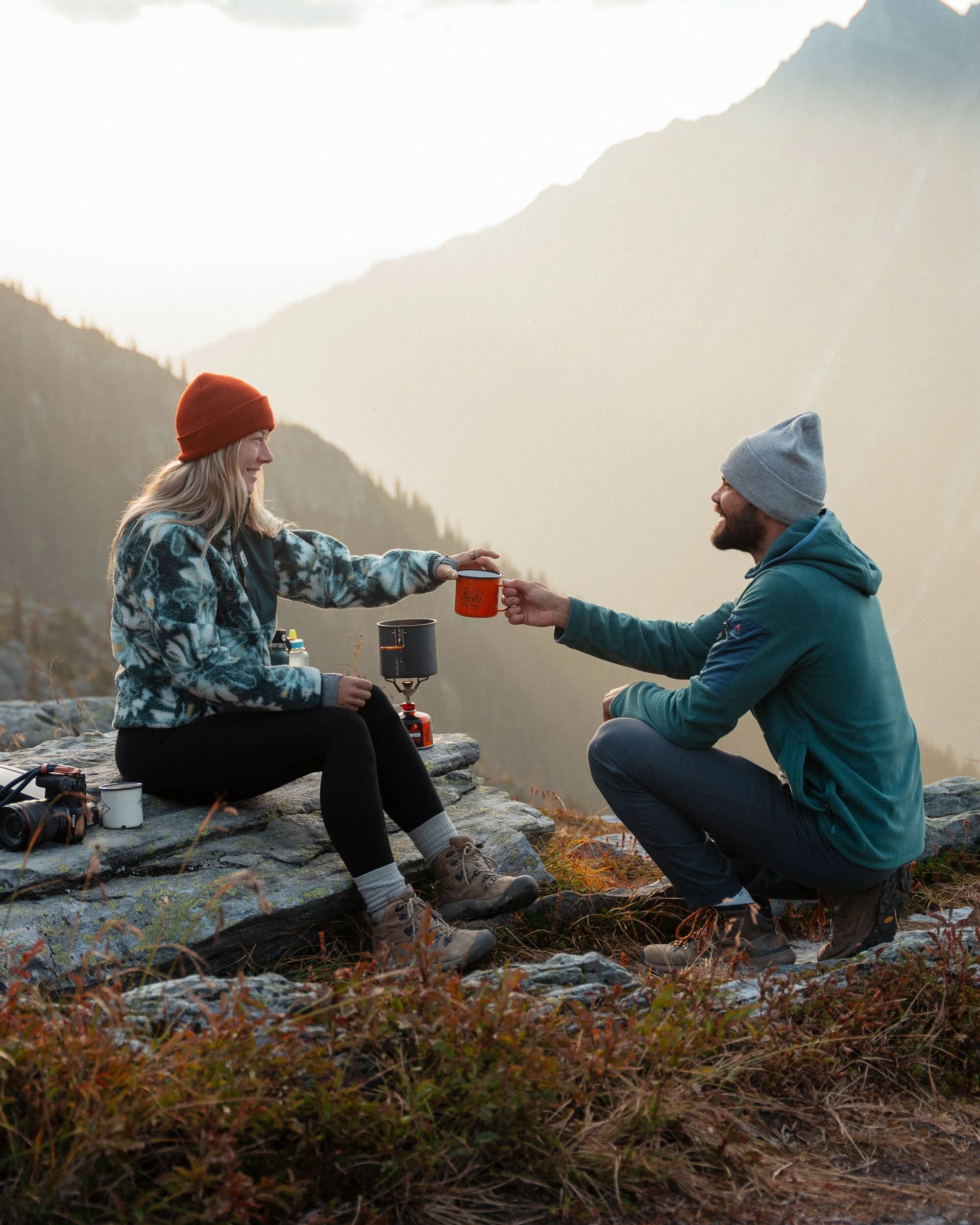 Forestscape Recycled Grid Fleece Hoodie - Deep Ocean - Lifestyle