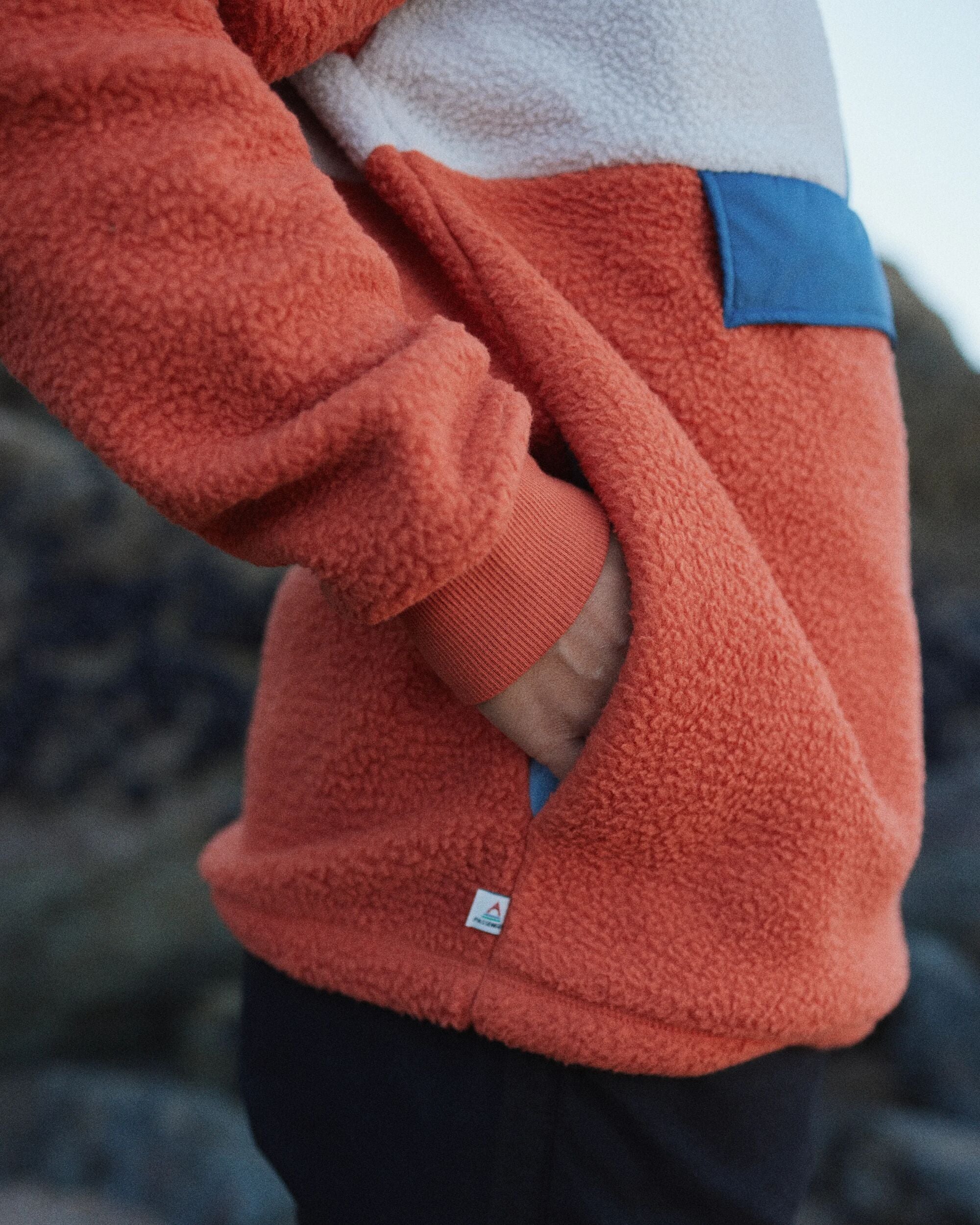 Maren 1/2 Zip Recycled Sherpa Fleece - Burnt Orange - Lifestyle