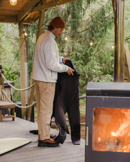 Offgrid 1/2 Zip Recycled Sherpa Fleece - Grey Marl 2 - Lifestyle