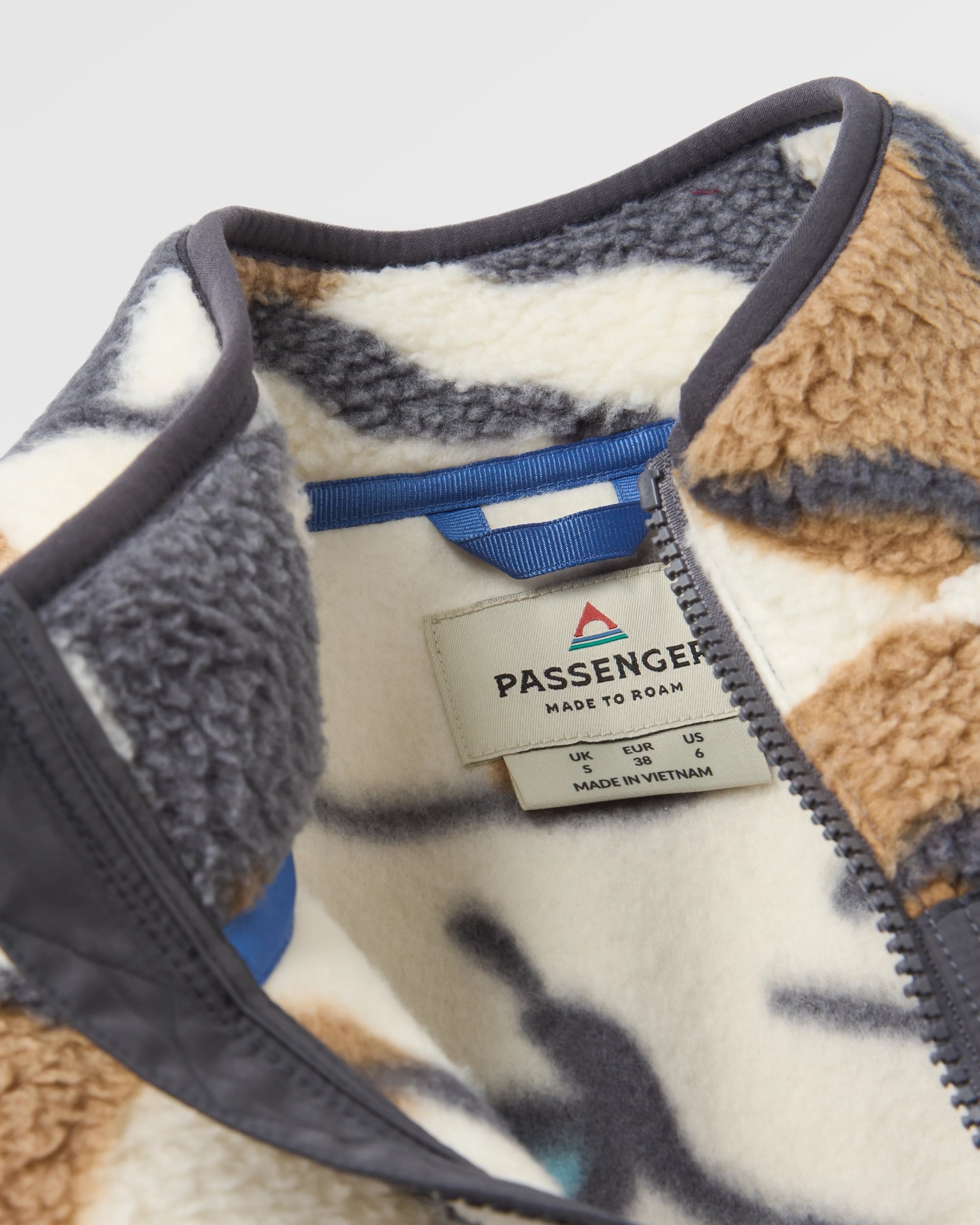 Fairbanks Recycled Sherpa Gilet - Abstract Trails Off White - Flatlay