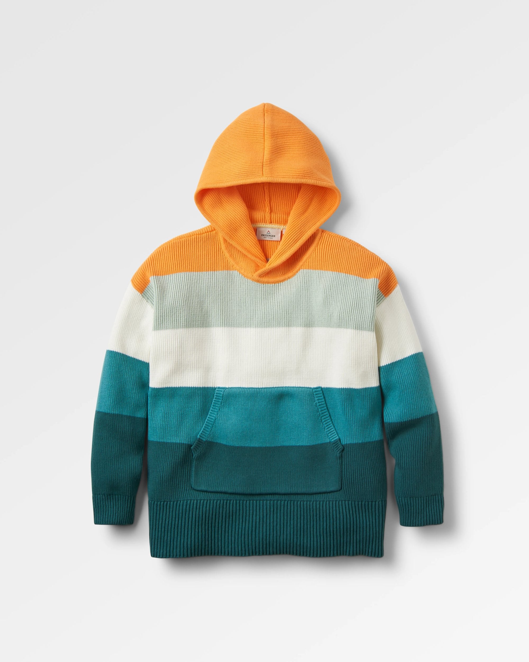 Moments Oversized Organic Cotton Knitted Hoodie - Multi Stripe - Flatlay