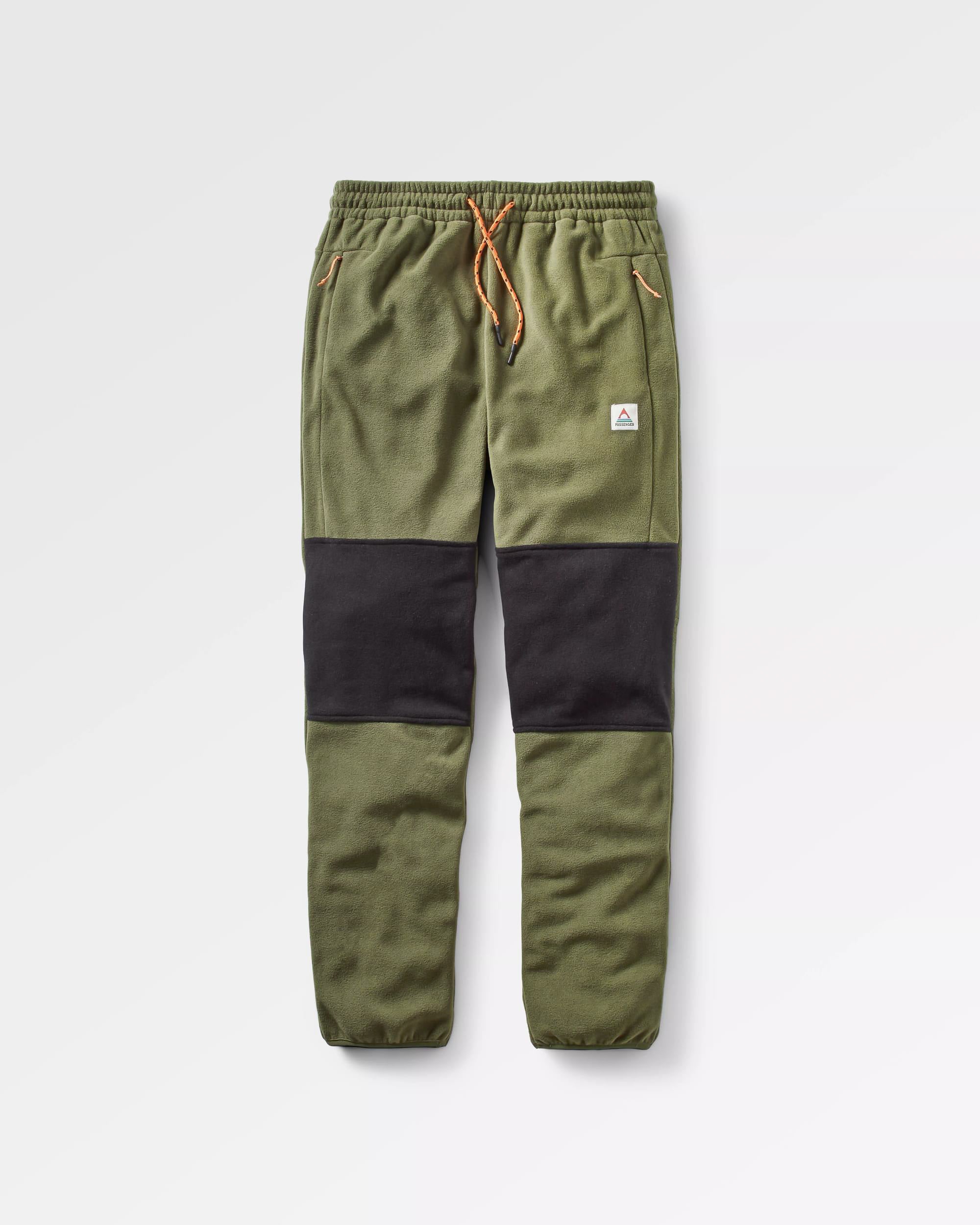 Set off Recycled Polar Fleece Jogger - True Black/ Khaki - Flatlay