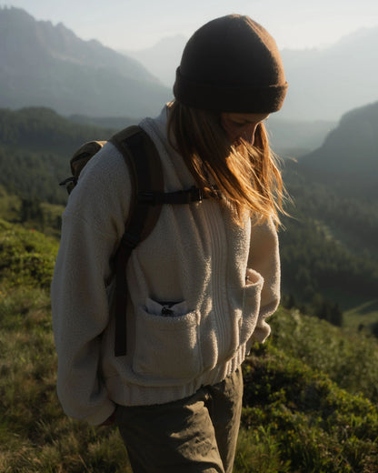 Lucia Recycled Sherpa Fleece - Vintage White - Lifestyle