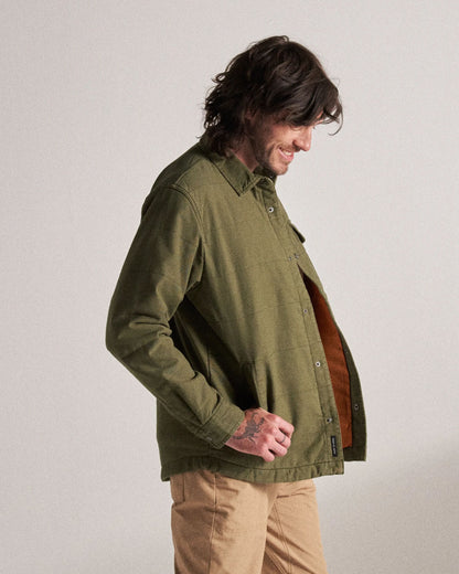 Taranaki Canvas Quilted Overshirt - Khaki - Studio Model