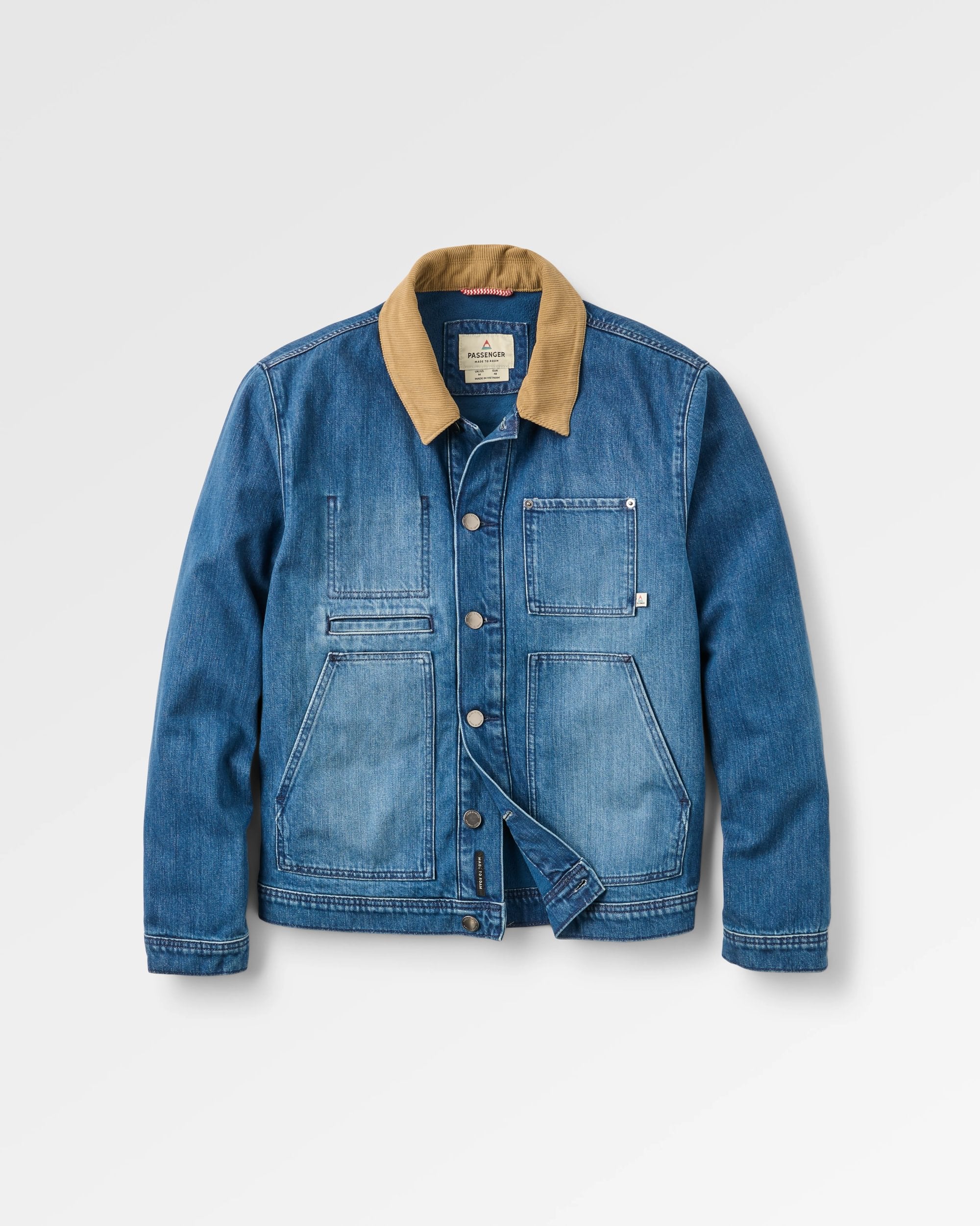 Vantage Lined Denim Jacket - Mid Wash Denim  - Flatlay