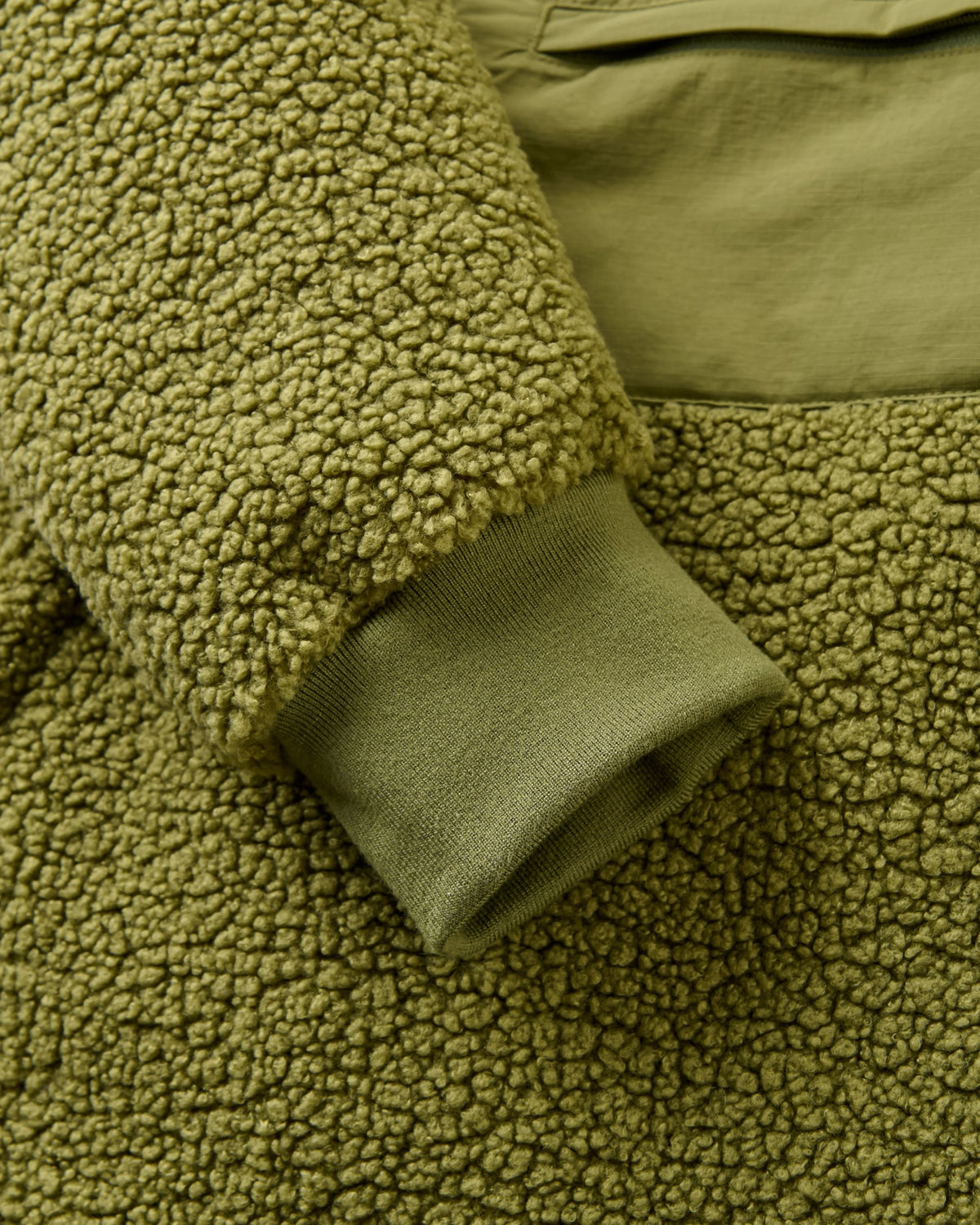 Woodland 1/2 Zip Sherpa Fleece - Khaki - Flatlay