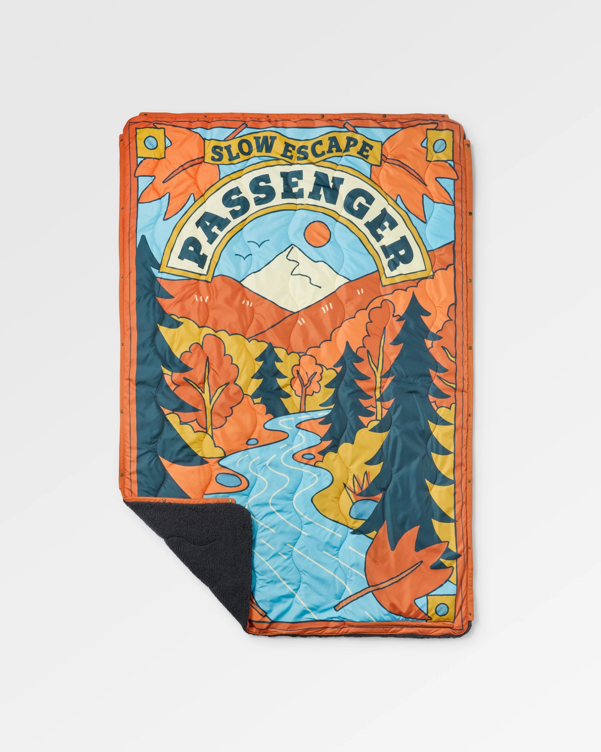 Cabin Recycled Sherpa Blanket - Retro Orange - Flatlay