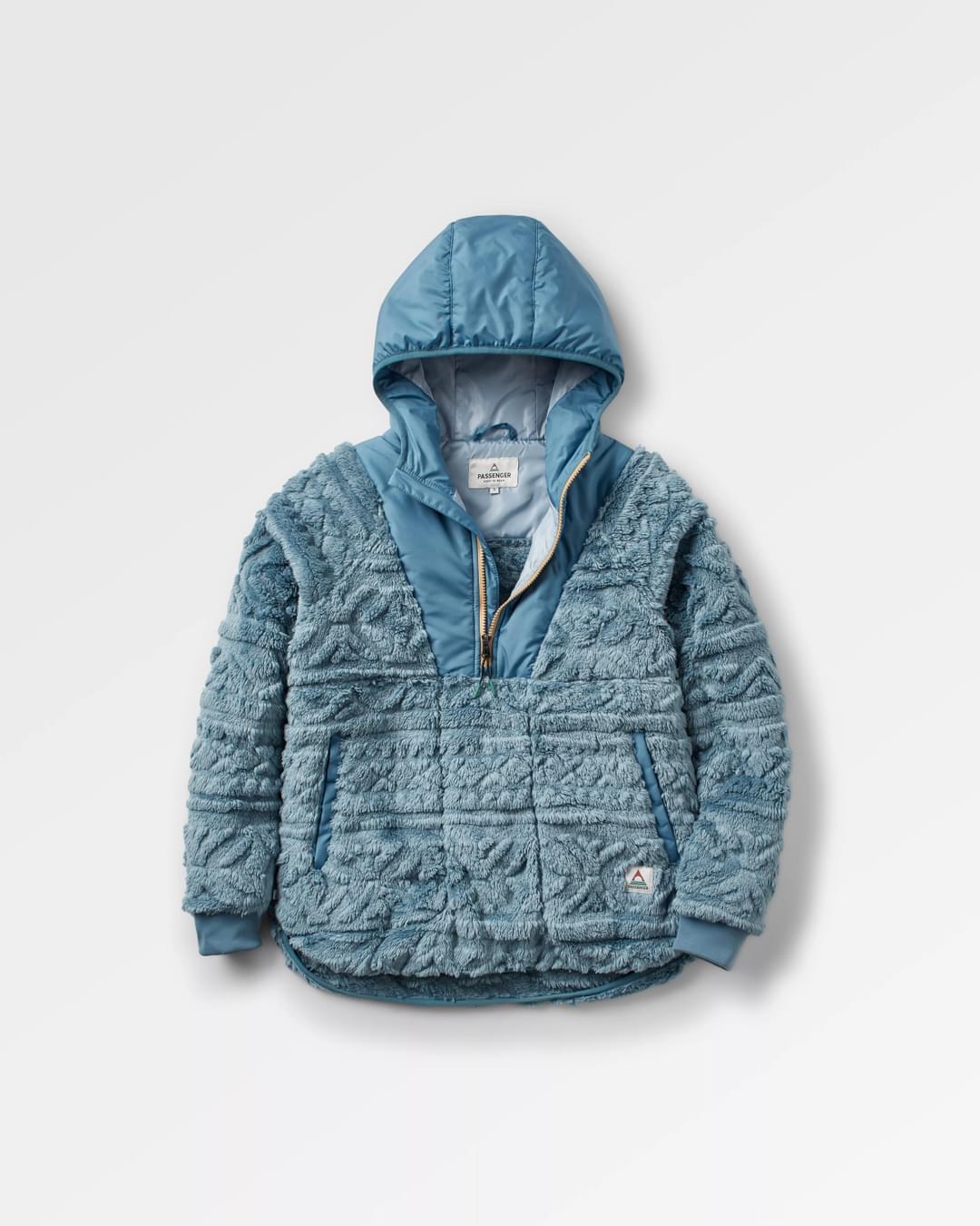 Holistic Sherpa Hooded Fleece - Washed Blue - Flatlay