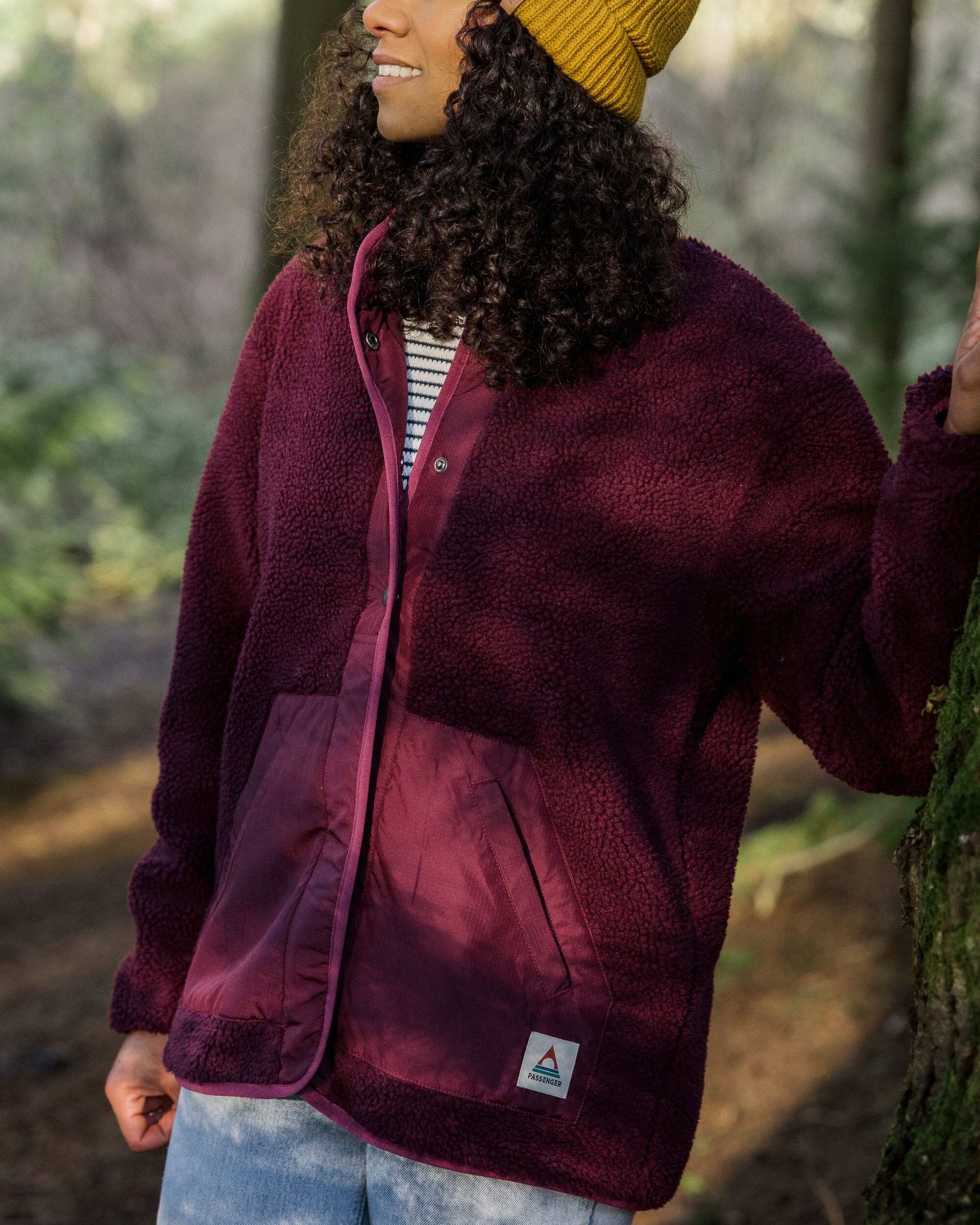 Clover Recycled Deep-Pile Sherpa Fleece - Wine - Lifestyle