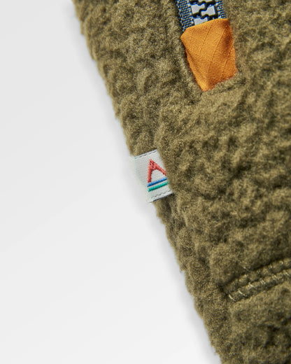 Offgrid 1/2 Zip Recycled Sherpa Fleece - Dark Olive - Flatlay