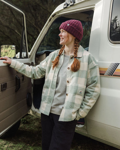 Flint Organic Cotton Overshirt - Pistachio Buffalo Check - Lifestyle