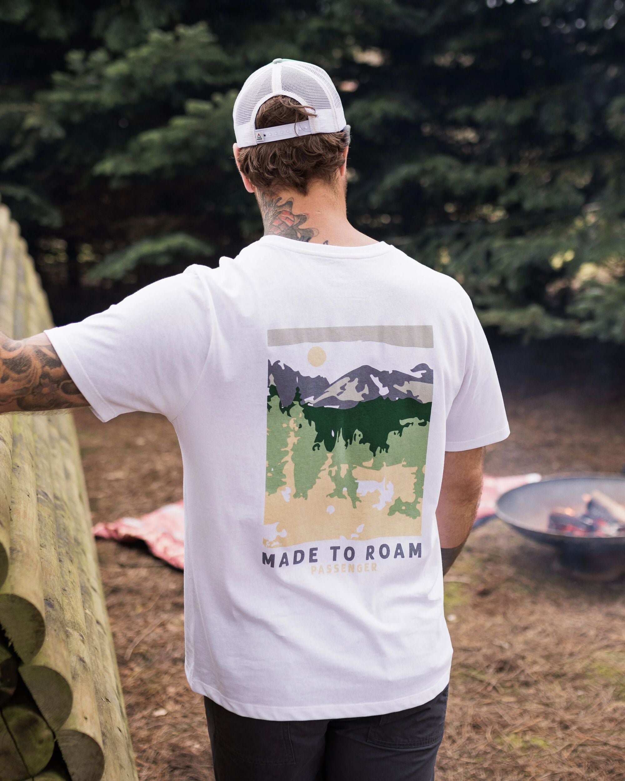 Open Road Recycled Cotton T-Shirt - White - Lifestyle