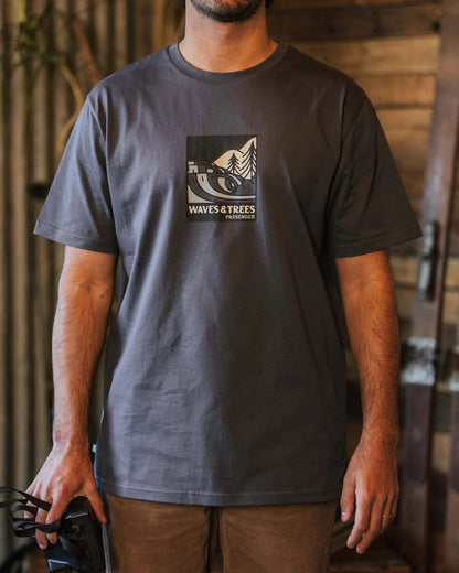 Waves & Trees Organic Cotton T-Shirt - Charcoal