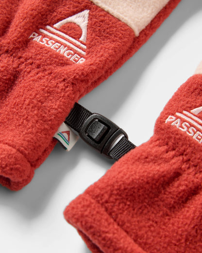 Daytrip Recycled Polar Fleece Gloves - Red Ochre/Blush - Flatlay