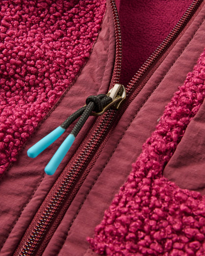 Oak Teddy Long Line Fleece - Fig/Wild Berry  - Flatlay