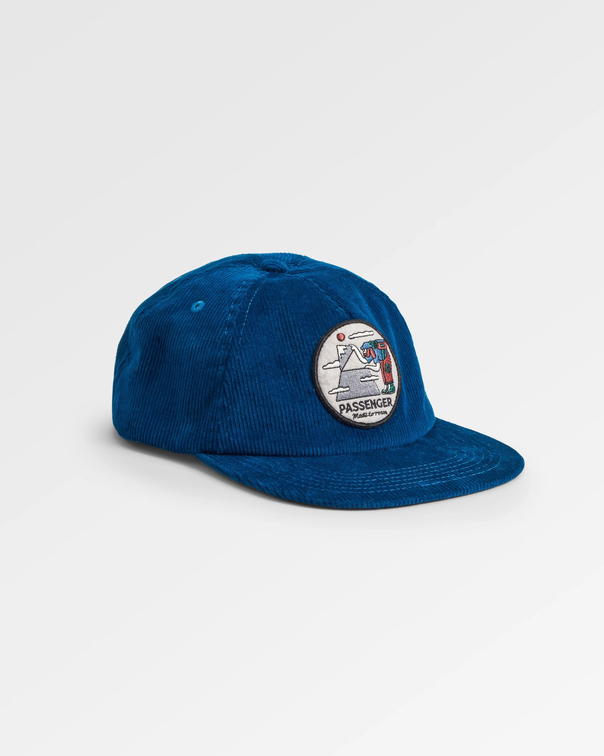 Sneaky Peak Recycled Cord 5 Panel Cap - Dark Denim - Flatlay