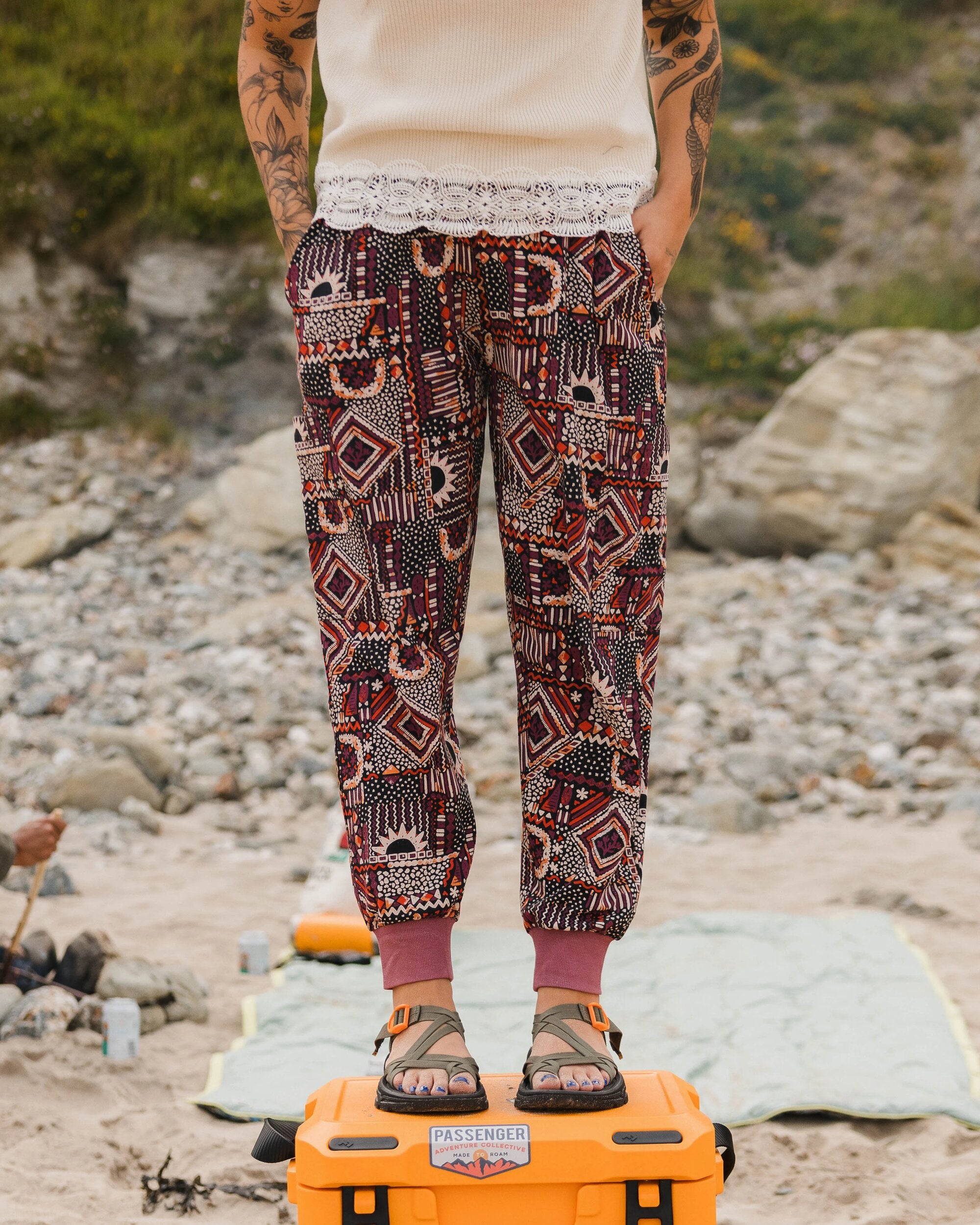 Day Dream Recycled Trouser - Vintage Patchwork Black/Multi - Lifestyle