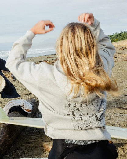 Roam Slow Women's Organic Cotton Hoodie - Light Grey Marl - Lifestyle