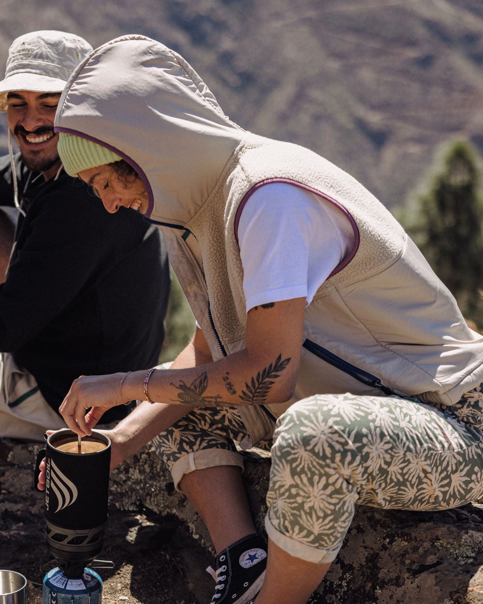 Beebalm Recycled Sherpa Fleece Vest - Oatmeal - Lifestyle