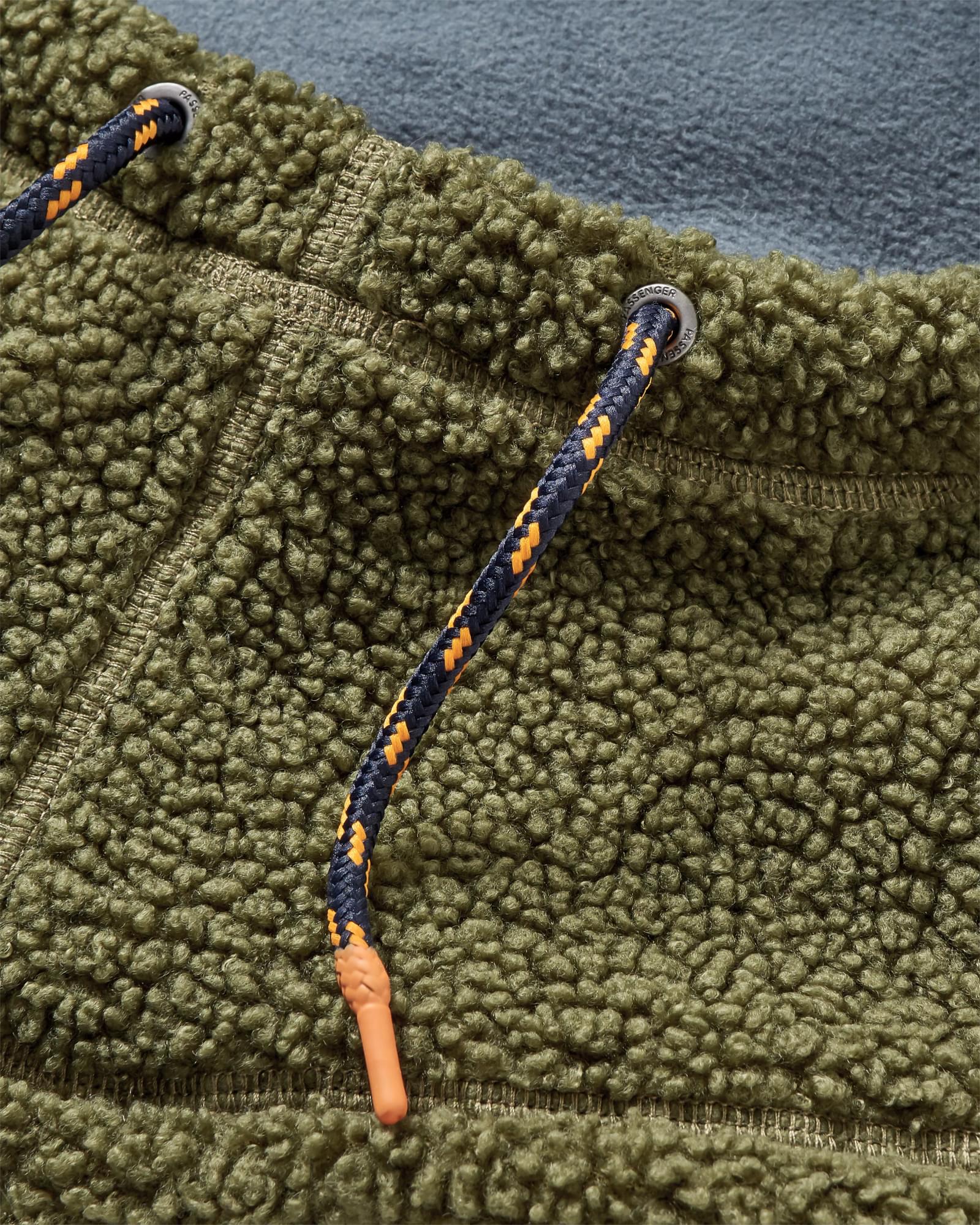 Snowdrift Recycled Fleece Hood - Khaki - Flatlay