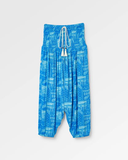 Daylily Loose Trouser - Patchwork Marine Blue - Flatlay