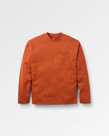 Heritage Relaxed Fit LS T-Shirt - Dark Rust - Flatlay