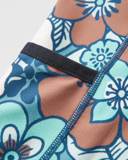 Mantra Recycled Active Short - Vintage Floral Aqua - Flatlay